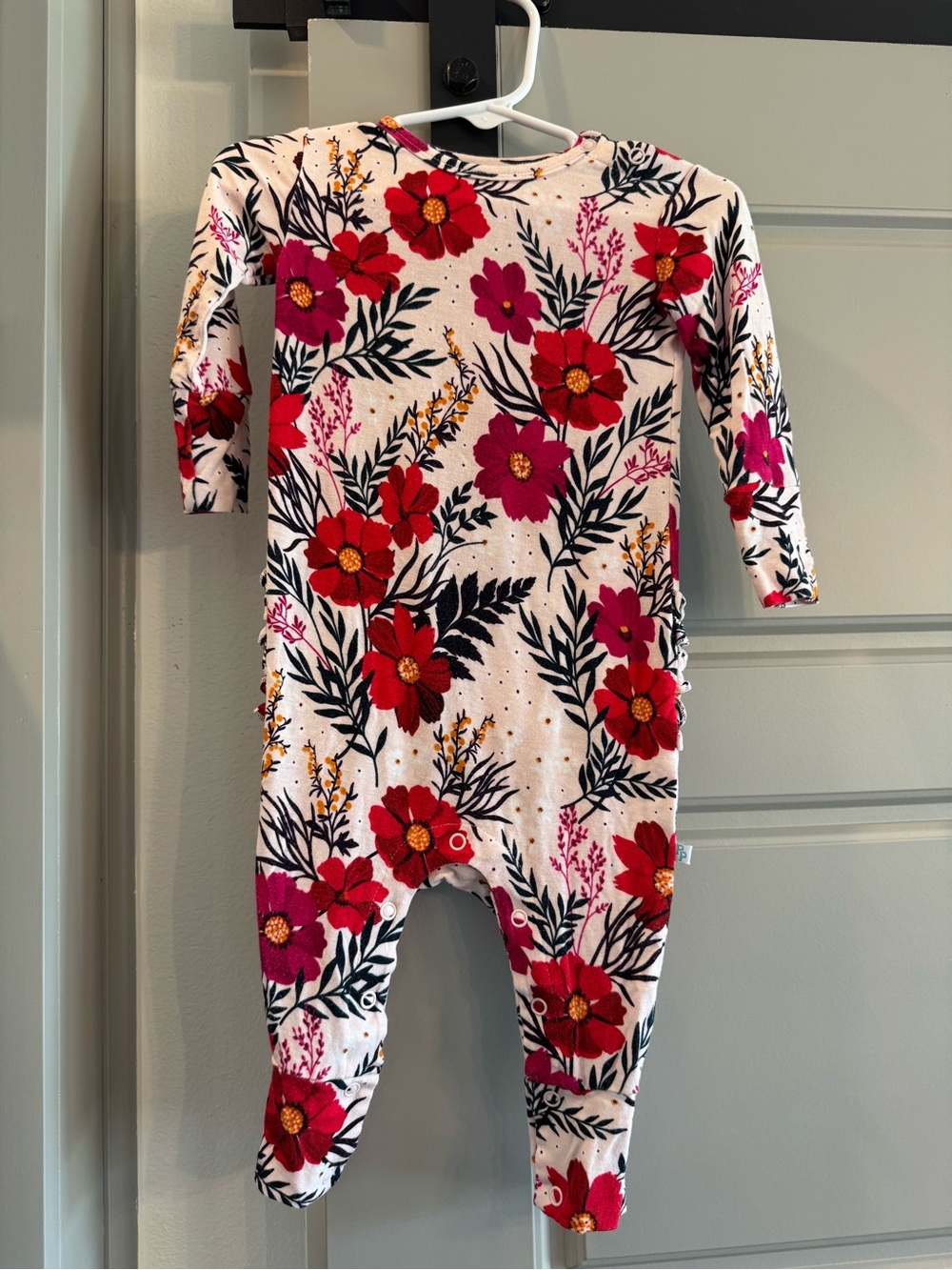 Posh peanut Floral Long-Sleeve Baby One-Piece - Red Floral